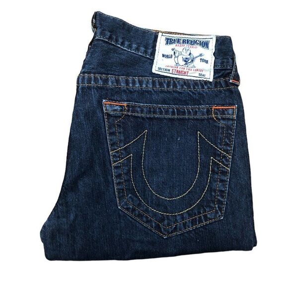 VINTAGE true religion jeans size 34 STRAIGHT blue - Picture 1 of 7
